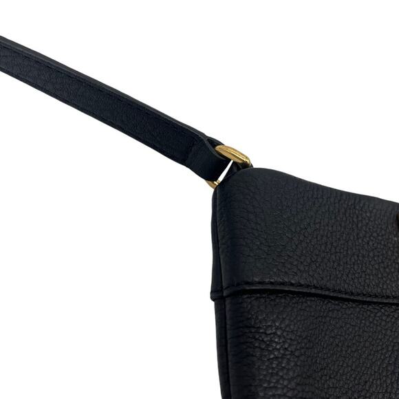 MARC JACOBS NEW YORK Shoulder Bag Black Ruched Leather Adjustable Strap Zipper - Picture 5 of 10